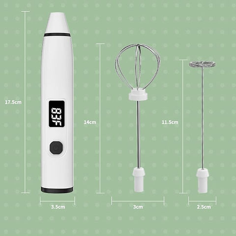 Rechargeable Electric Milk Frother with 2 Whisks