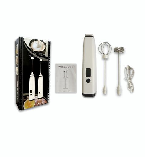 Rechargeable Electric Milk Frother with 2 Whisks